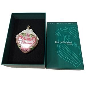 In Box  Reed & Barton Blown Glass Ornament First Christmas Wedding Bridal Doves